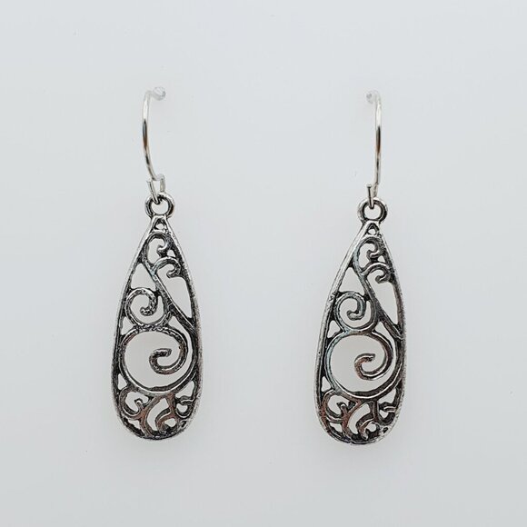 Vintage Swirl Teardrop Dangle Earrings, AZFA1146 - Picture 1 of 11